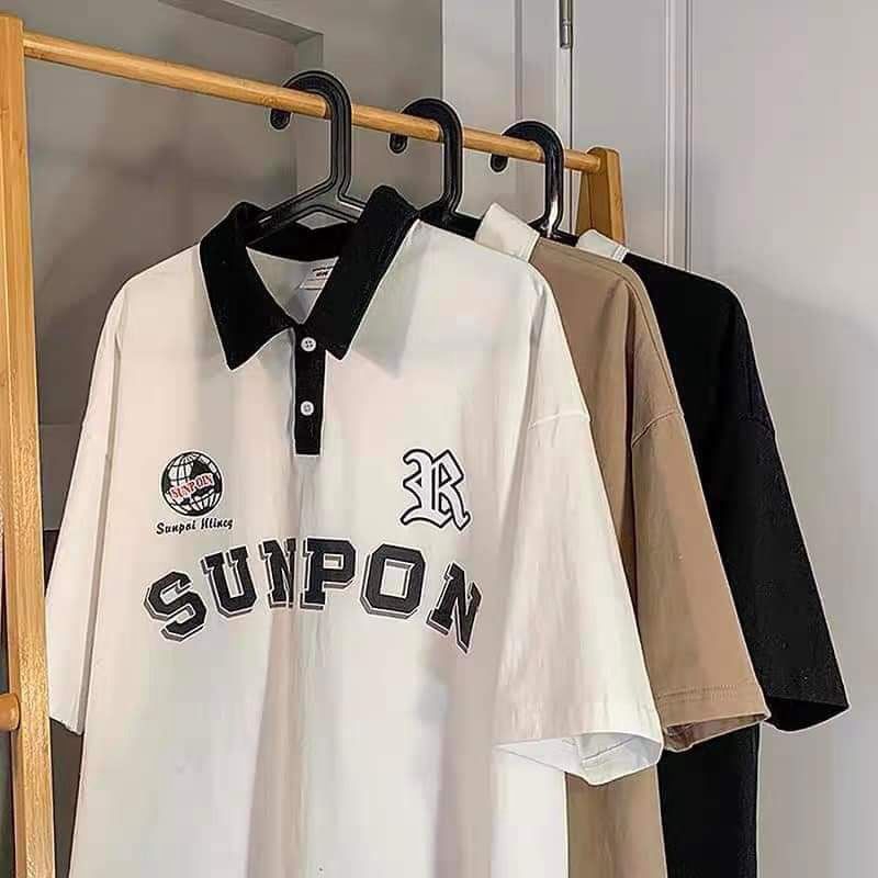 ÁO POLO UNISEX, ÁO THUN CÓ CỔ FORM RỘNG TAY LỠ SUNPON