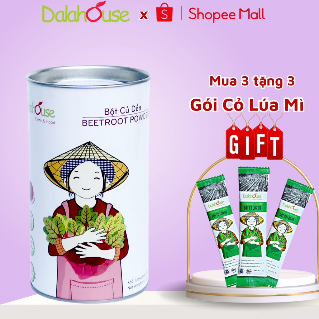 Bột Củ Dền Hữu Cơ Sấy Lạnh Nguyên Chất Dalahouse Lon 120g Phòng Ngừa Thiếu Máu