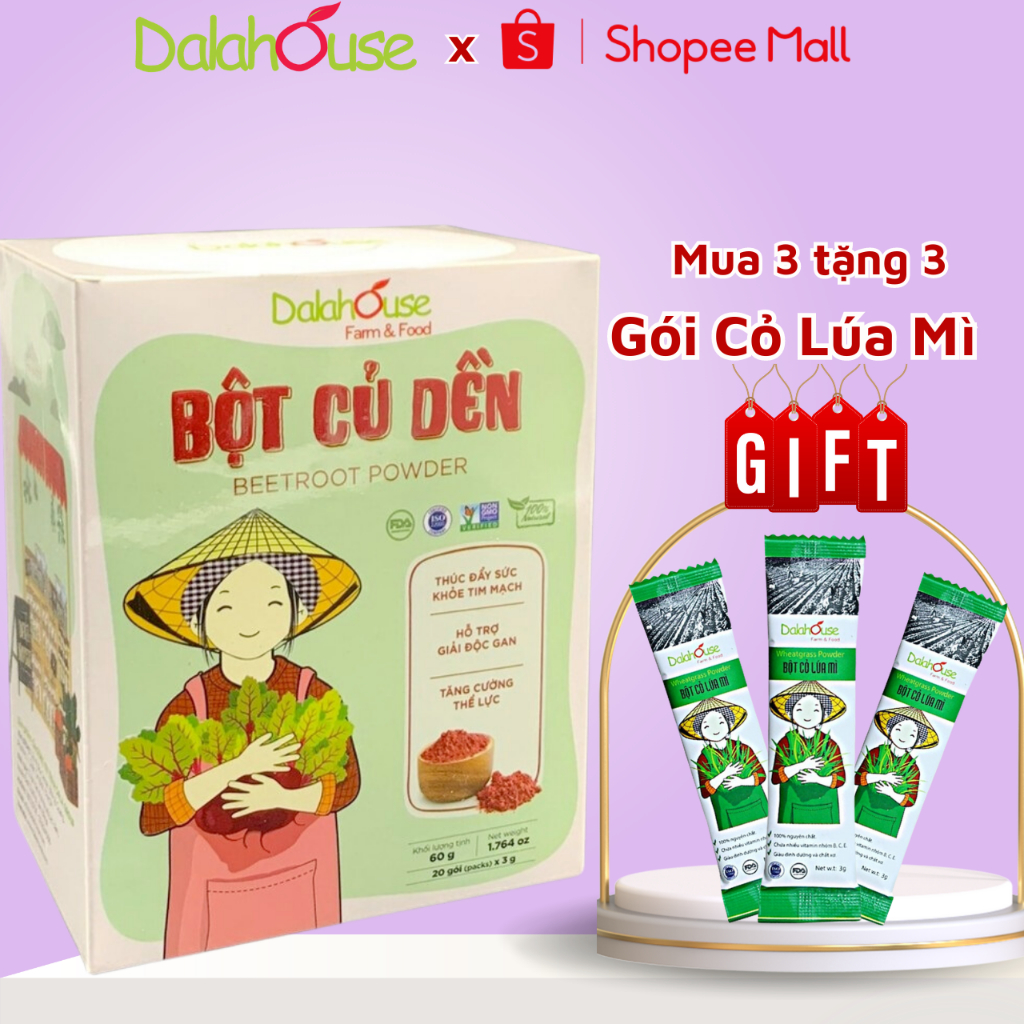 Bột Củ Dền Nguyên Chất Sấy Lạnh Dalahouse 60gr Organic Giúp Detox Cơ Thể