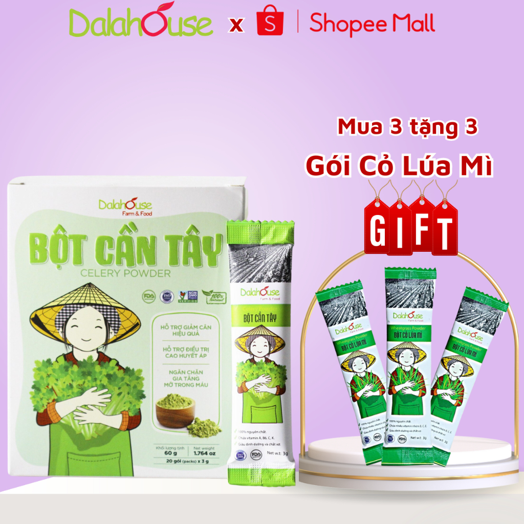 Bột Cần Tây Nguyên Chất Hữu Cơ Dalahouse Hộp 60g Công Nghệ Sấy Lạnh Đạt Chuẩn Châu Âu