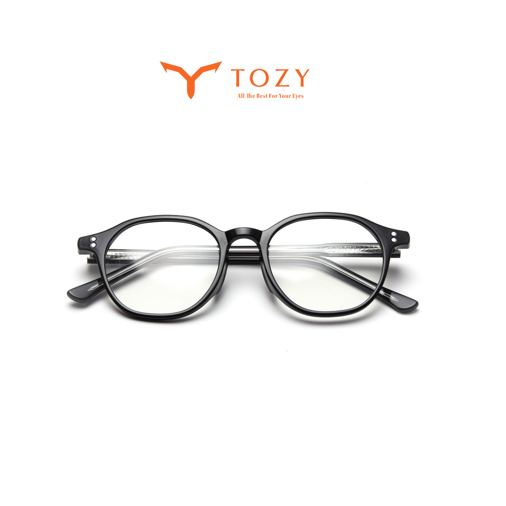 Gọng kính cận thời trang dáng tròn uniex nam nữ chính hãng TOZY, mắt chống ánh sáng xanh - 1952