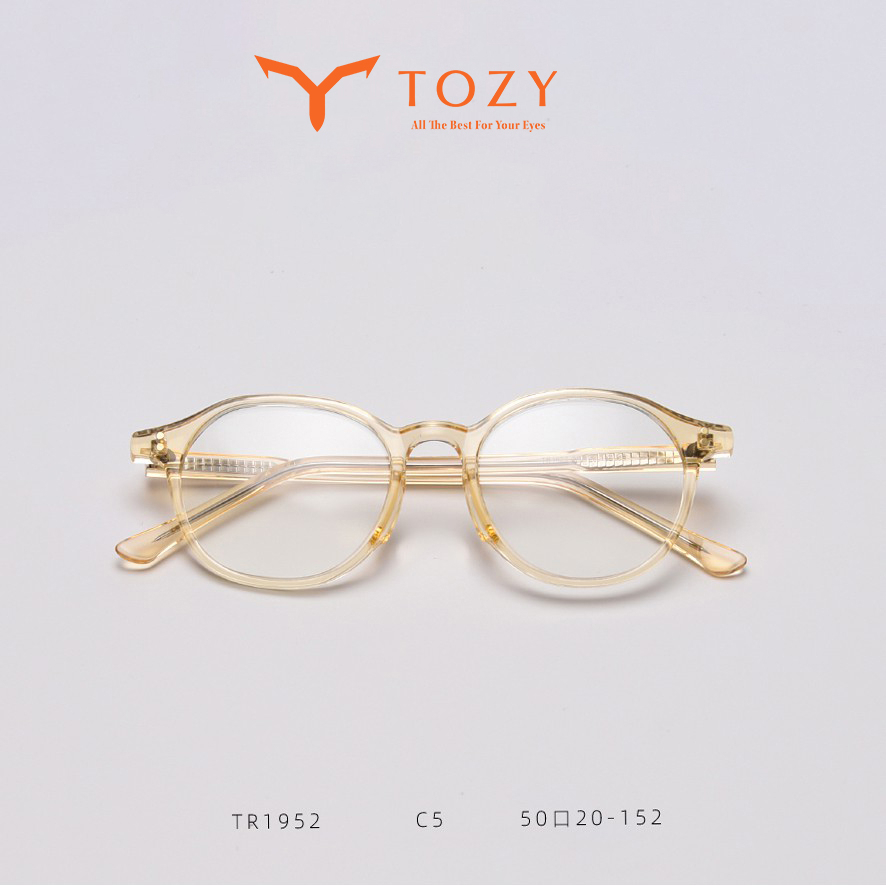 Gọng kính cận thời trang dáng tròn uniex nam nữ chính hãng TOZY, mắt chống ánh sáng xanh - 1952