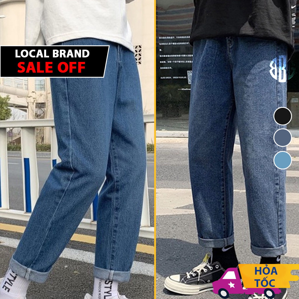 Quần jean nam baggy màu xanh đậm ống suông rộng.Quần jeans cao cấp phong cách hàn quốc