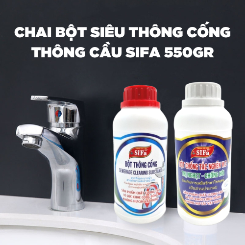 Lọ bột thông cống 550gr siêu mạnh dùng chuyên dụng thông tắc cầu, tắc cống thế hệ mới, thông tắc tức thì - Huy Tưởng