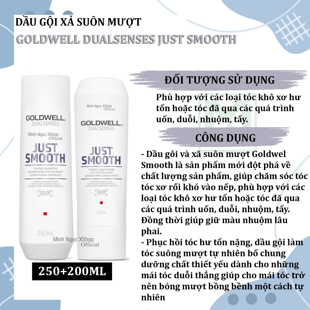 Dầu gội xả suôn mượt Goldwell Dualsenses Just Smooth 250ML + 200ML