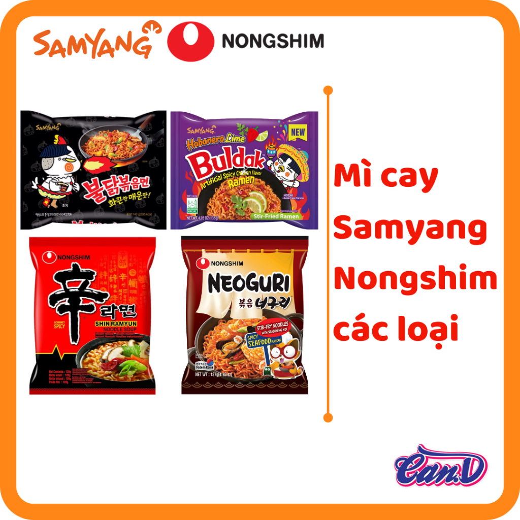 Mì cay Samyang, Nongshim các loại