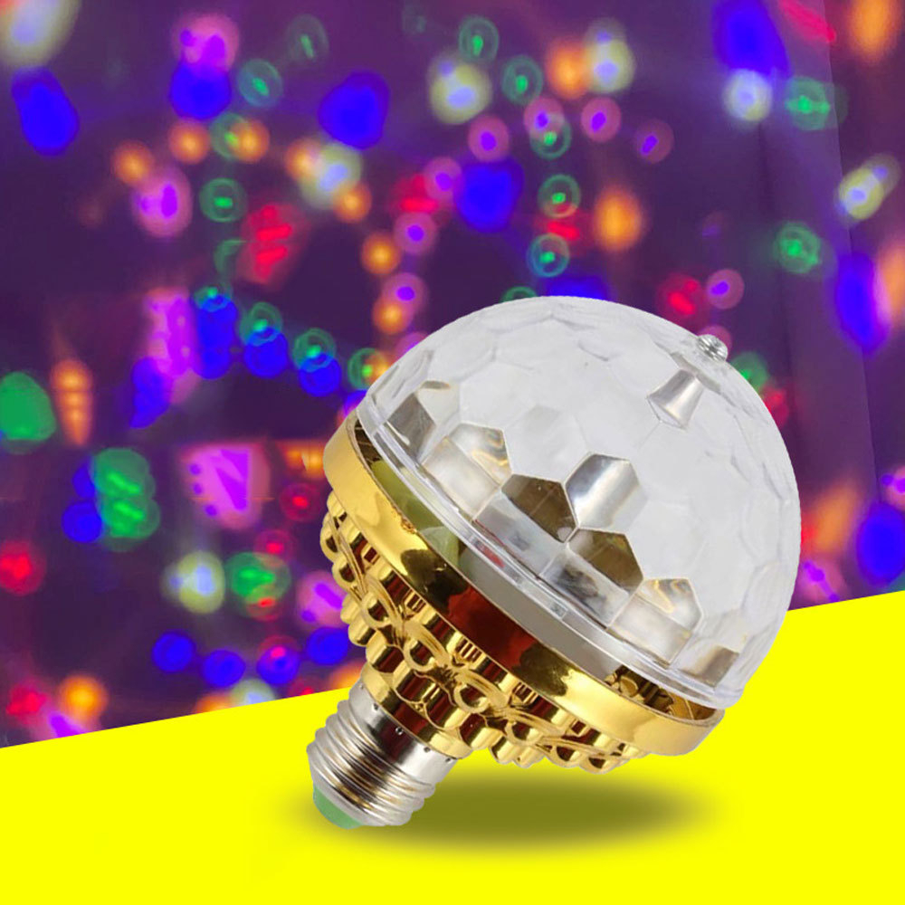 Đèn led 7 màu đui tròn, đèn led pha lê trang trí đủ màu xoay 360 độ, đèn quẩy 7 màu cảm biến theo nhạc, thông minh