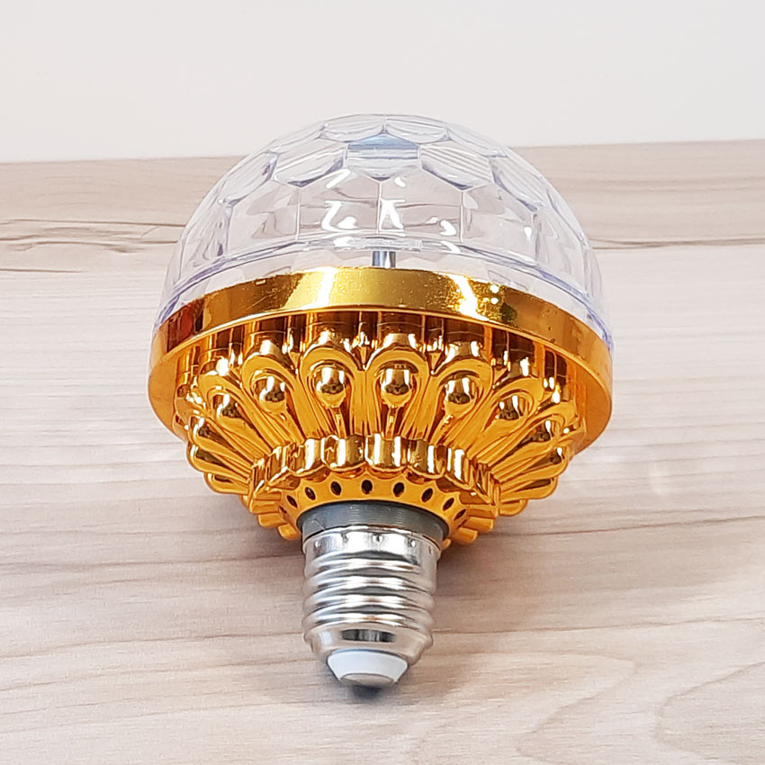 Đèn led 7 màu đui tròn, đèn led pha lê trang trí đủ màu xoay 360 độ, đèn quẩy 7 màu cảm biến theo nhạc, thông minh