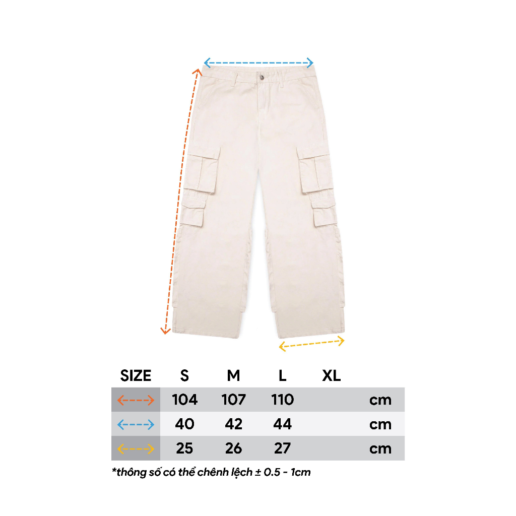 Quần Jeans Dài Ống Rộng Unisex Local Brand SWE BUTTON CARGO PANT - Kem/ Đen/ Nâu