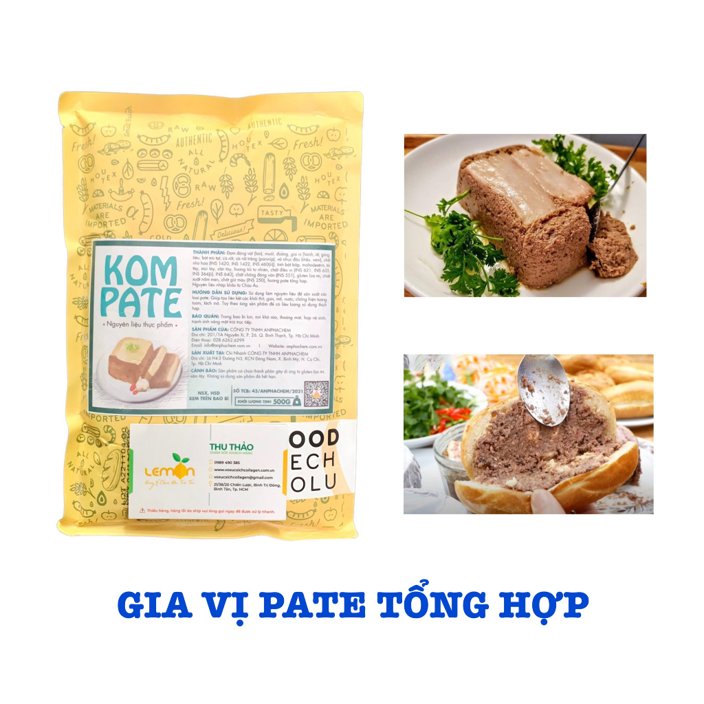 Bột gia vị Kom Pate nguyên liệu pate tổng hợp đặc trưng làm pate thơm ngon tại nhà