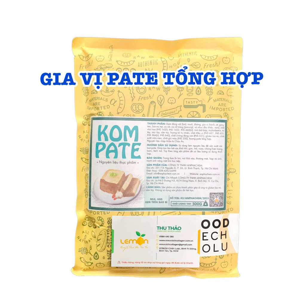 Gia vị tổng hợp làm pate thơm ngon - KOM PATE - Tạo mùi vị đặc trưng, chống tươm mỡ cho pate