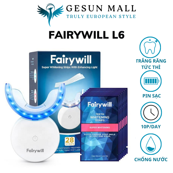 Bộ dụng cụ làm trắng răng FAIRYWILL L6 thương hiệu Mỹ, Hiệu quả tức thì, Không đau buốt, chỉ 10 phút mỗi ngày, An toàn. | BigBuy360 - bigbuy360.vn