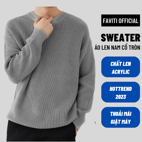 Áo Len Nam Cổ Tròn Hạt Gạo Form Rộng Chất Len Cao Cấp Dày Dặn Kiểu Dáng Hàn Quốc Thời Trang FAVITI AL69