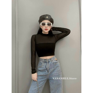 ÁO LƯỚI TAY DÀI CROPTOP - B0U