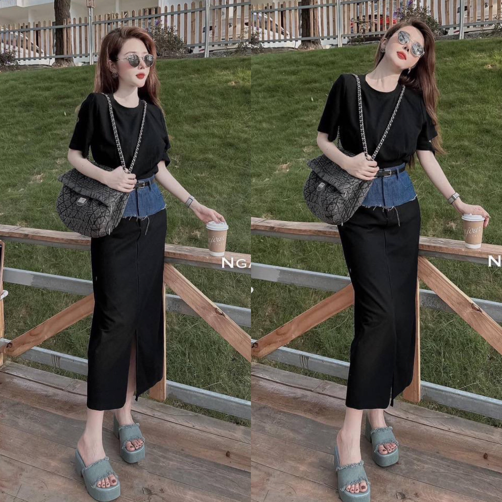 SET ÁO THUN KÈM CHÂN VÁY MIDI