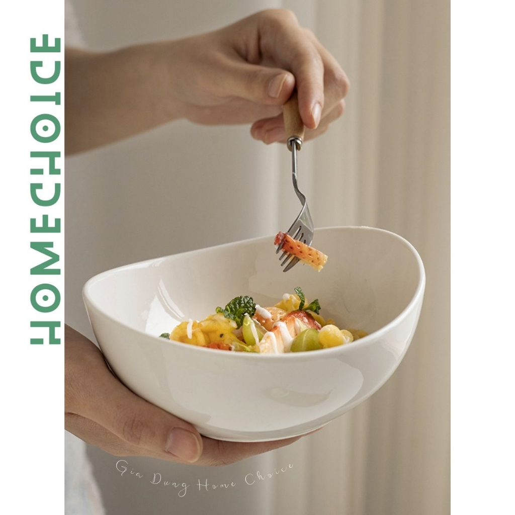 Bát Salad Home Choice gốm sứ tráng men trắng phong cách Hàn Quốc HC20021