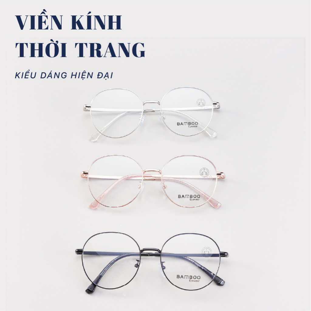 Gọng kính cận tròn nam nữ LB Eyewear chất liệu Kim loại phụ kiện thời trang Bamboo 72 558