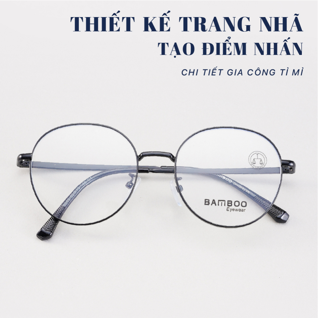 Gọng kính cận tròn nam nữ LB Eyewear chất liệu Kim loại phụ kiện thời trang Bamboo 72 558