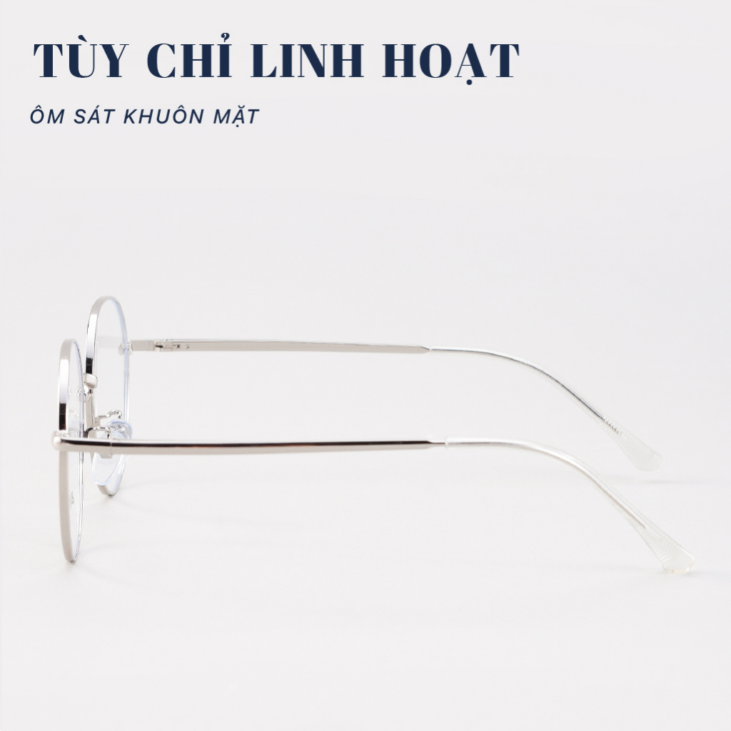 Gọng kính cận tròn nam nữ LB Eyewear chất liệu Kim loại phụ kiện thời trang Bamboo 72 558