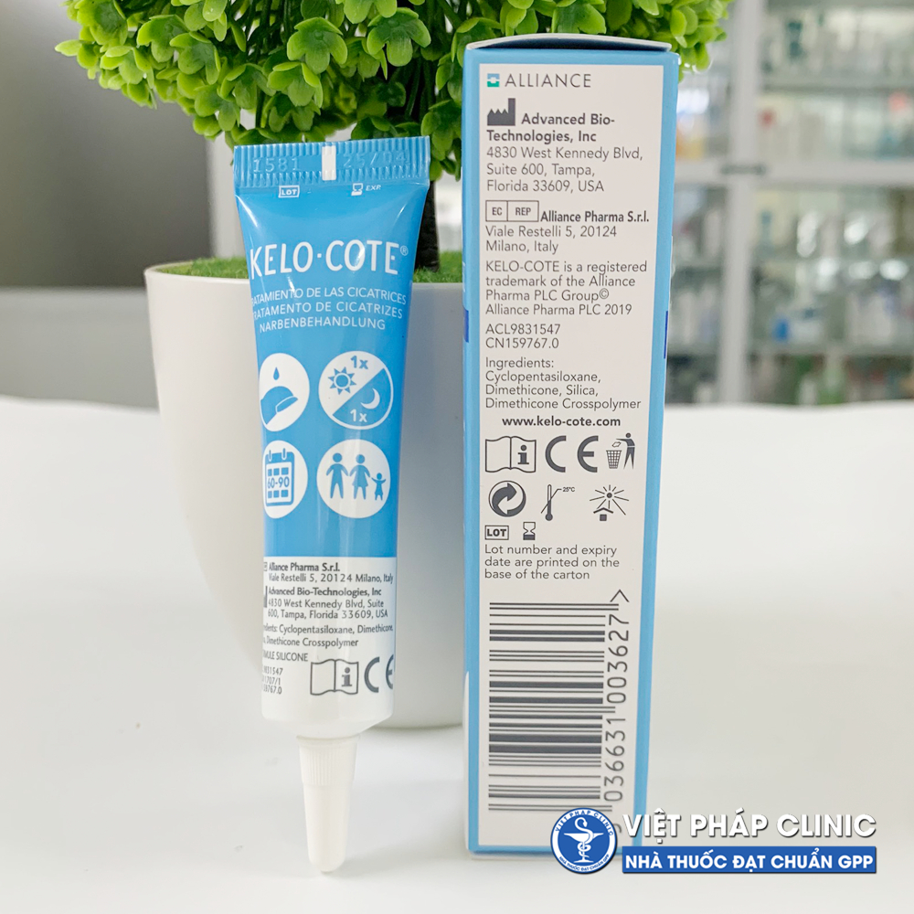 Kelo Cote Gel làm mờ sẹo, giảm vết thâm 6g, 15g