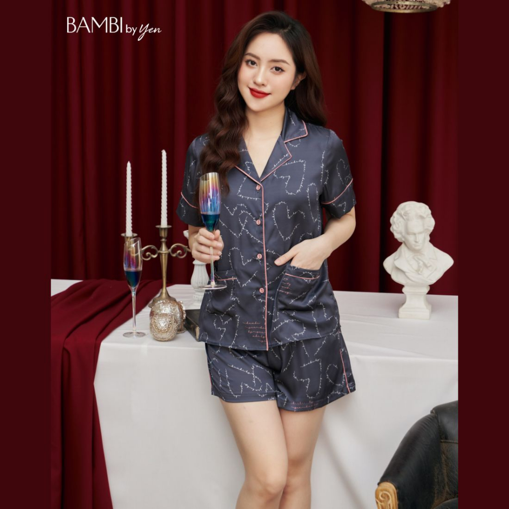 BỘ NGỦ NỮ CHÍNH HÃNG BAMBI - SET PIJAMA VALENTINE SWEET HEART - 1015