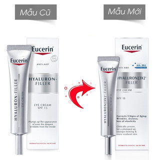 Kem dưỡng làm mờ vết nhăn vùng mắt Eucerin Hyaluron 3x Filler Eye Cream SPF15 15ml