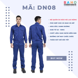  BỘ QUẦN ÁO BẢO HỘ LAO ĐỘNG MÀU XANH DƯƠNG BÍCH VẢI BỀN ĐẸP GIÁ RẺ DÀNH CHO CÔNG NHÂN KỸ SƯ THỢ CÁC NGÀNH NGHỀ DN08 