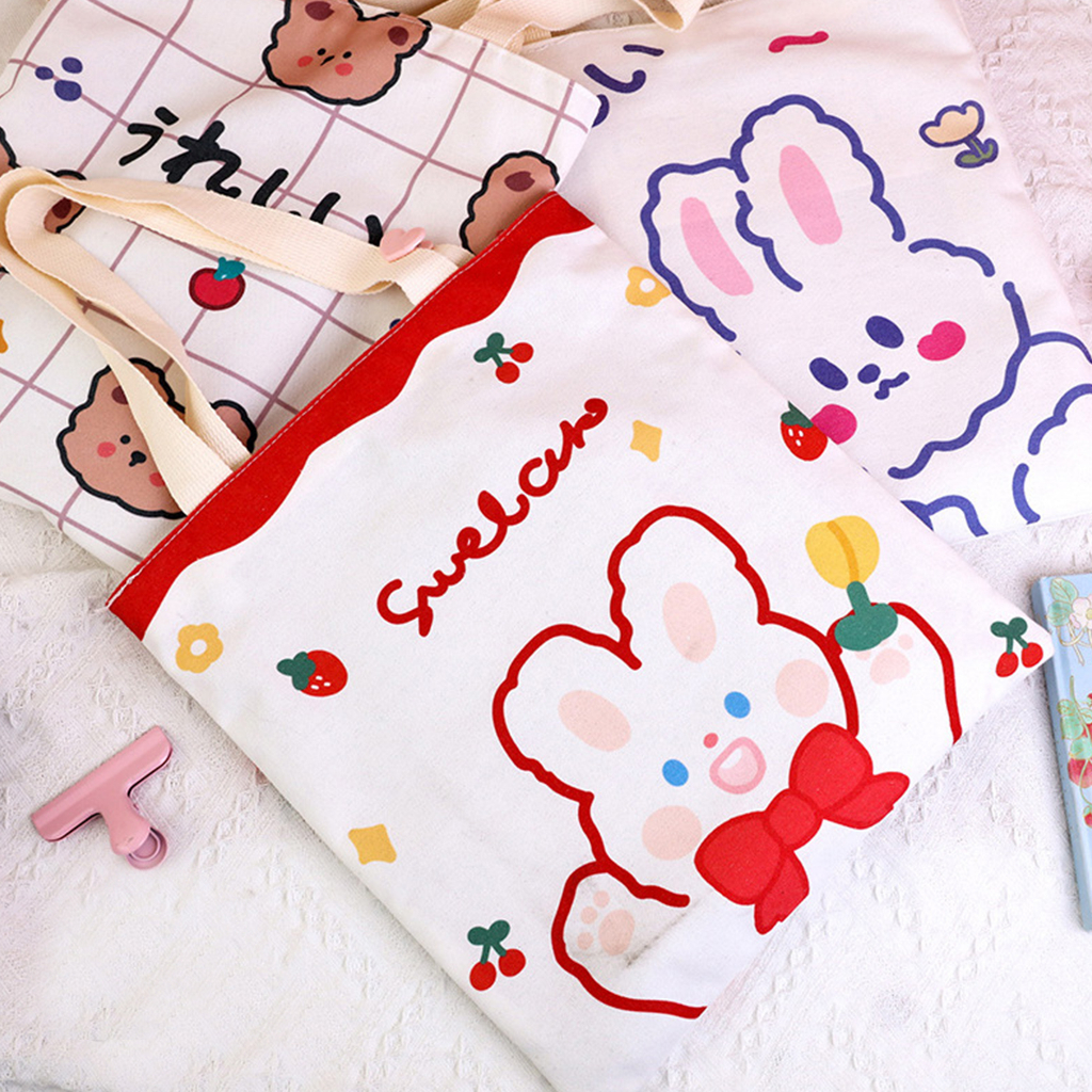Túi tote BADU mẫu gấu thỏ dễ thương 36 x 34.5 đựng vừa A4