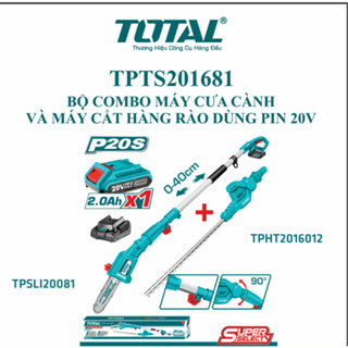 Bộ combo máy cưa cành  và máy cắt hàng rào dùng pin Lithium 20V TOTAL TPHT2016012-TPSLI20081-TPTS201681