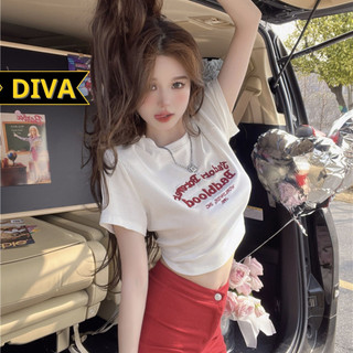 Áo thun kiểu croptop tay ngắn cổ tròn in hoạ tiết chữ Badbood ôm body DIVA CR19