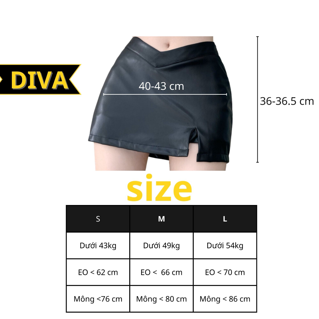 Chân váy da dáng chữ A ngắn lưng cao thời trang quyến rũ DIVA CV2