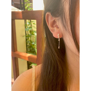 Khuyên tai đá tròn dải đá rơi Lii.A Silver
