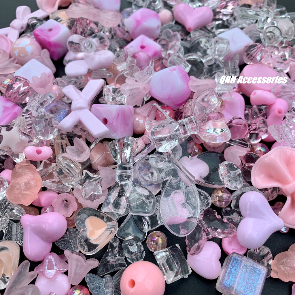 25g Hỗn hợp charm nhựa mix ngẫu nhiên nhiều màu làm trang sức DIY