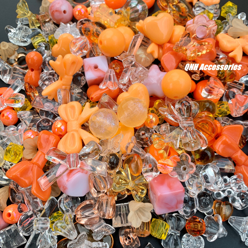25g Hỗn hợp charm nhựa mix ngẫu nhiên nhiều màu làm trang sức DIY