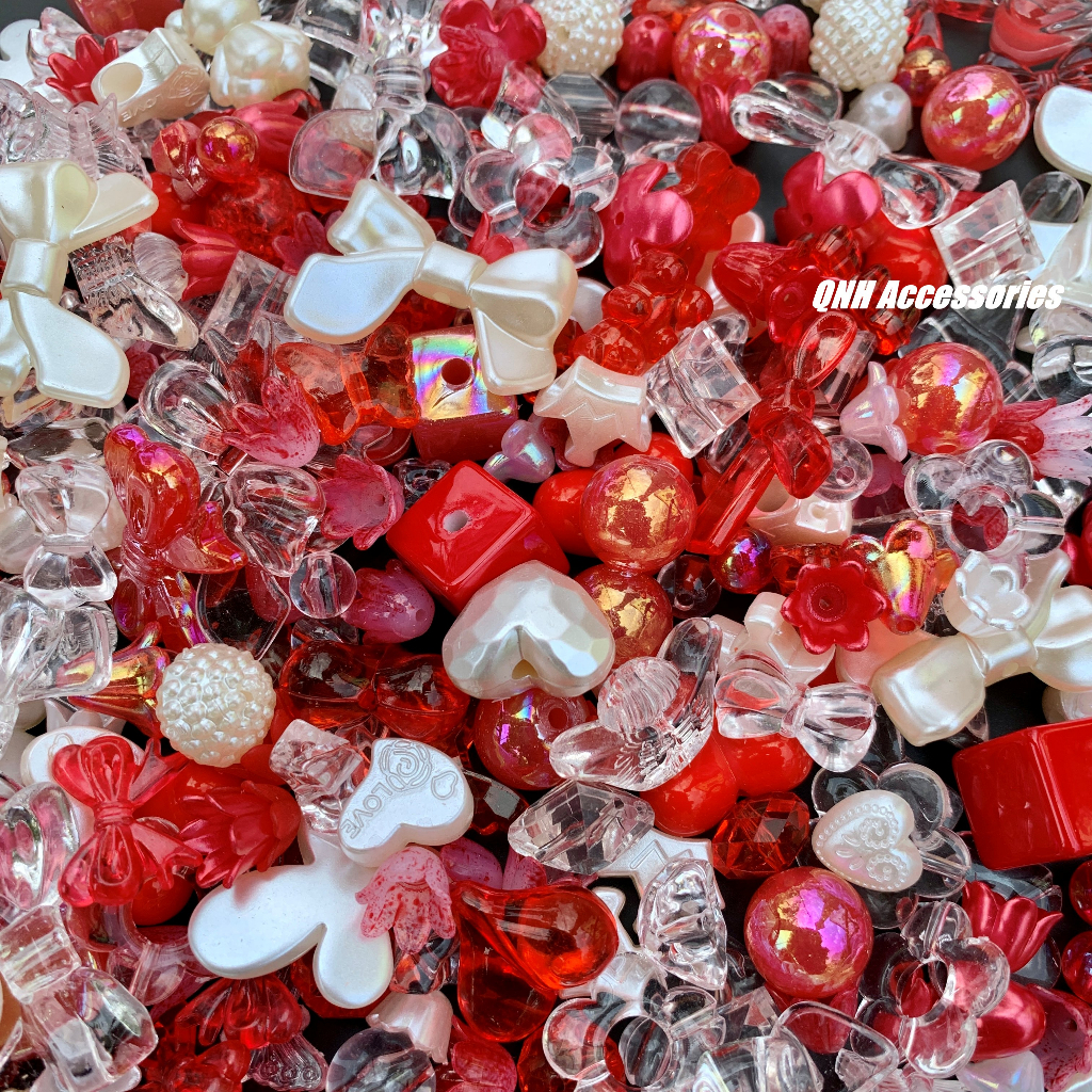 25g Hỗn hợp charm nhựa mix ngẫu nhiên nhiều màu làm trang sức DIY