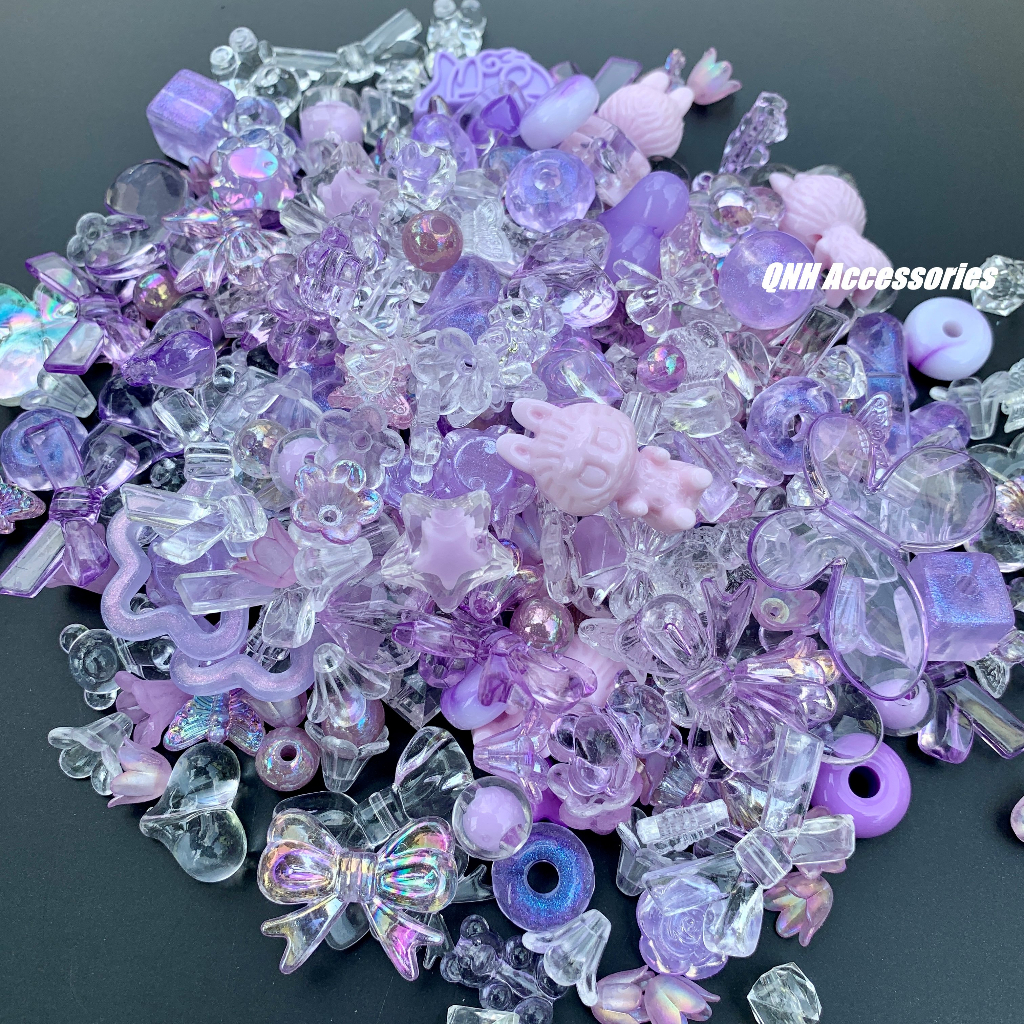 25g Hỗn hợp charm nhựa mix ngẫu nhiên nhiều màu làm trang sức DIY
