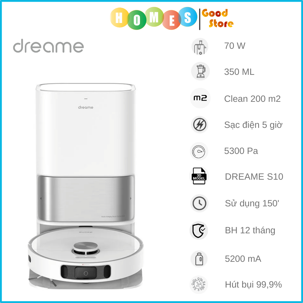 [Hỏa Tốc] Robot Hút Bụi Lau Nhà Dreame S10 - Dreame S10 Pro Tự Đổ Rác Tự Giặt Sấy Khăn Nhiệt Độ Cao - Hàng Nhập Khẩu | BigBuy360 - bigbuy360.vn