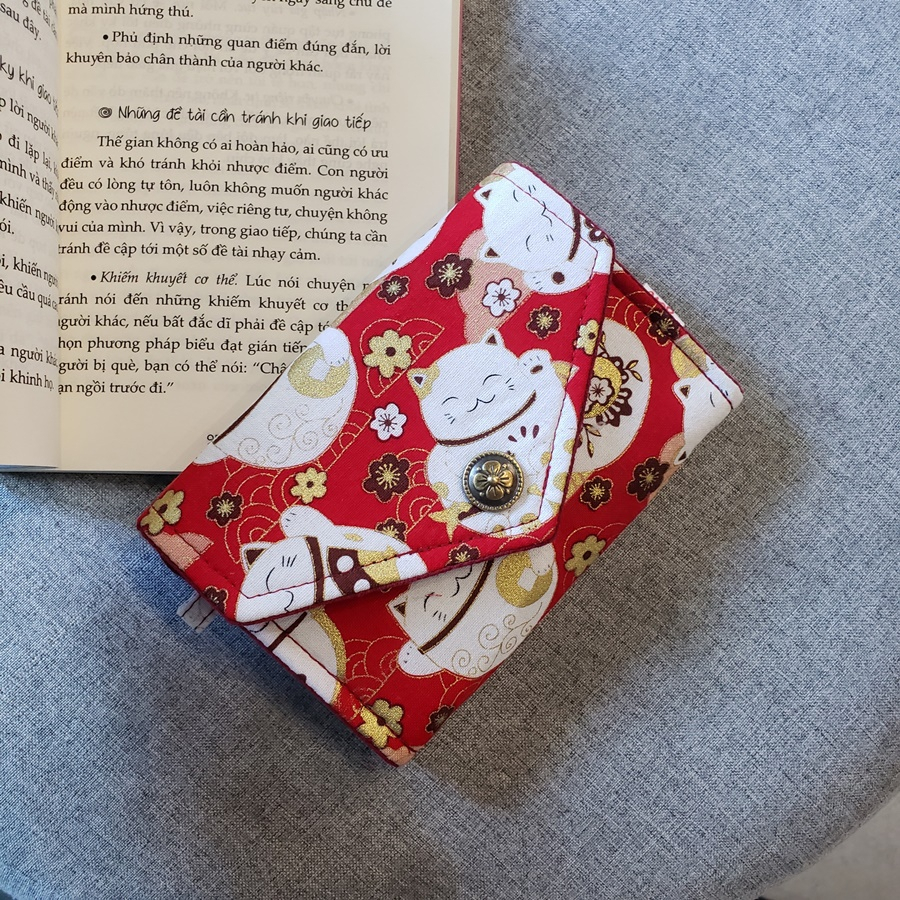 Ví Vải Handmade Mèo Thần Tài May Mắn Về Mặt Tài Lộc - Vải Thiết Kế Siêu Đẹp