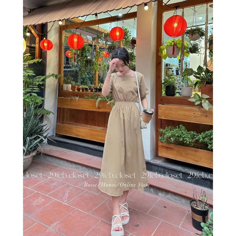 VÁY THÔ CỔ VUÔNG CHIẾT EO