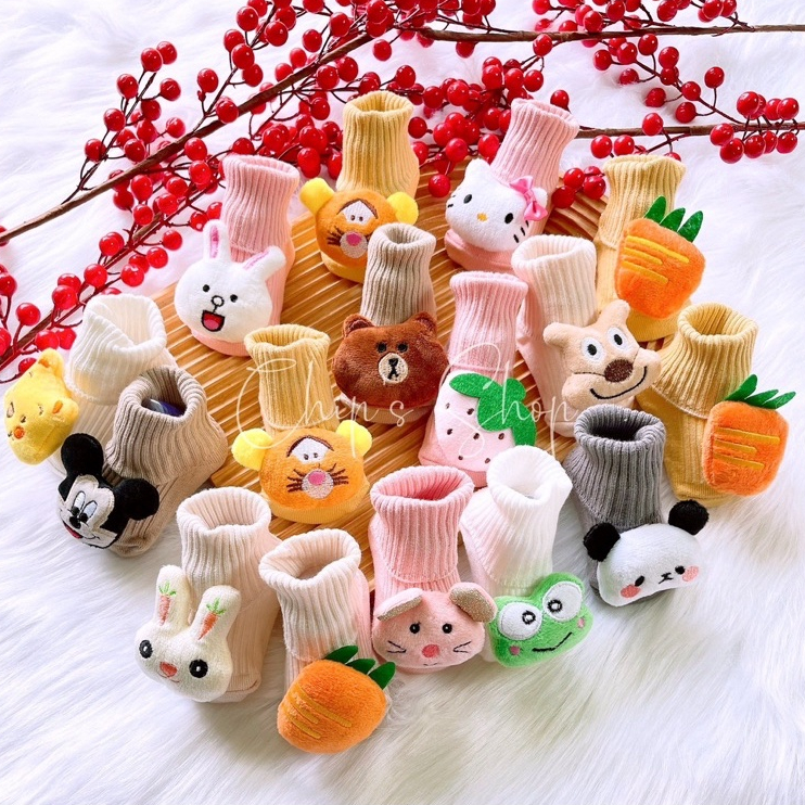 Tất thú 3D cổ cao cho bé trai, bé gái, size sơ sinh 3-10kg