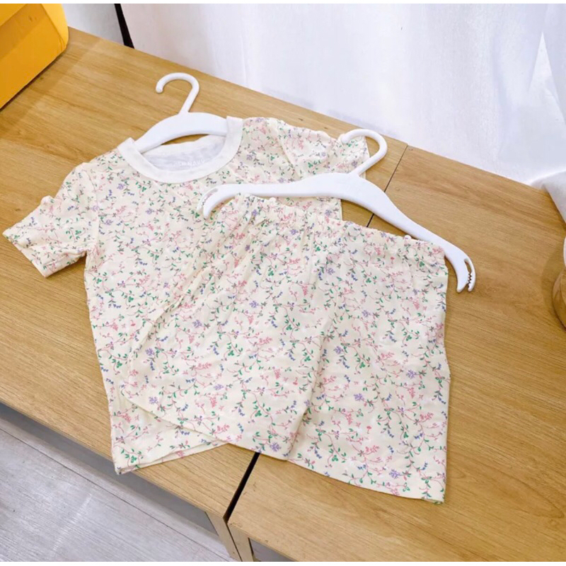 Bộ hè bé gái old. navvy  vải siêu mềm mát size 1-5Y satsunkid