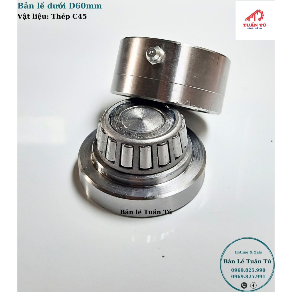 Bản lề xoay dưới D60mm - Chịu lực cửa 300-400kg/ cánh (1 cái)