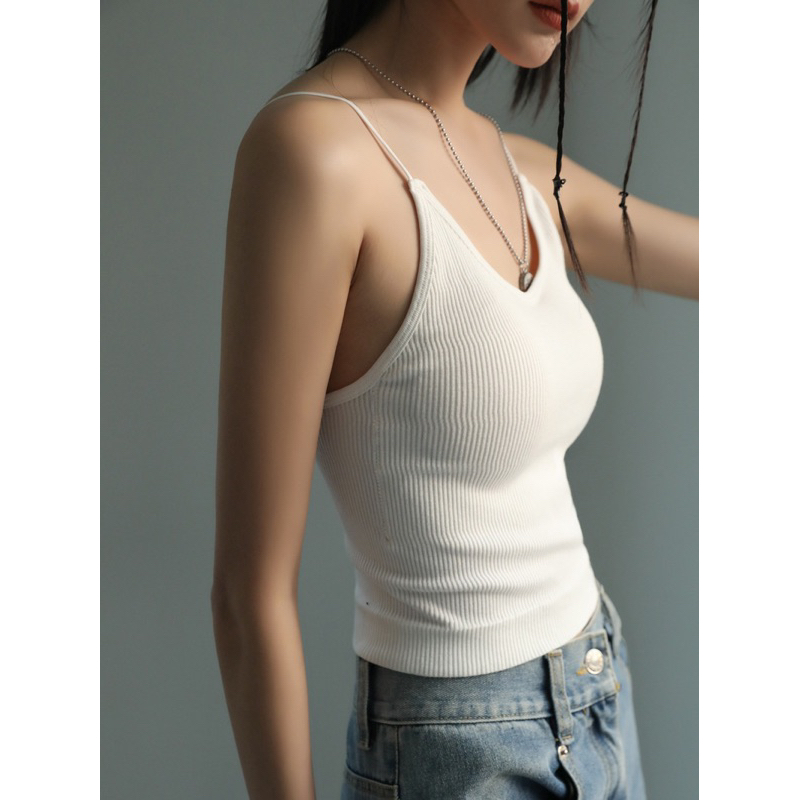 Áo 2 dây ôm sát body có lớp đệm ngực tôn dáng freesize - Mã 7742