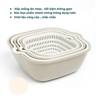 Bộ thau rổ vuông 2 lớp