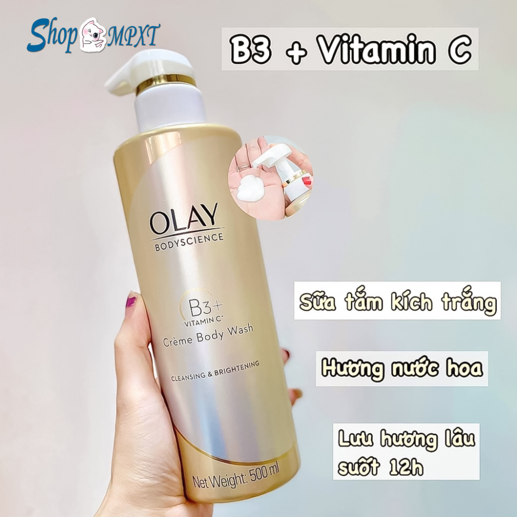 Sữa Tắm OLAY B3+ Siêu Dưỡng Trắng Da, Cấp Ẩm Và Đàn Hồi Cho Da - Chính Hãng