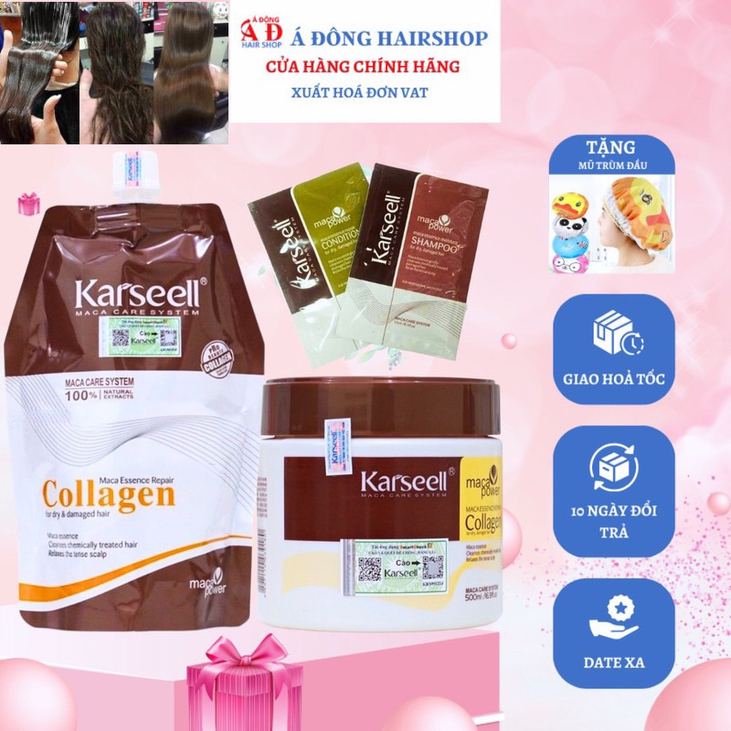 [Tặng mũ trùm] Kem ủ tóc Karseell Collagen Maca siêu mượt phục hồi tóc 500ml