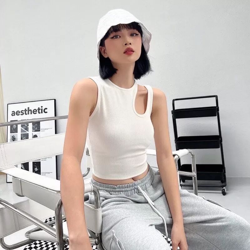 Combo 3 Áo crop top basic bà lỗ khoét vai hình giọt nước