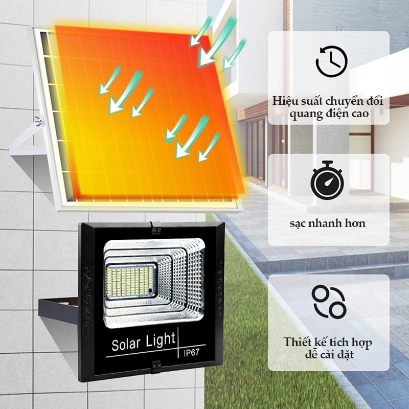 Đèn năng lượng mặt trời có điều khiển 500W 300W 200W 50W đèn pha led ngoài trời,Siêu sáng và không thấm nước IP67