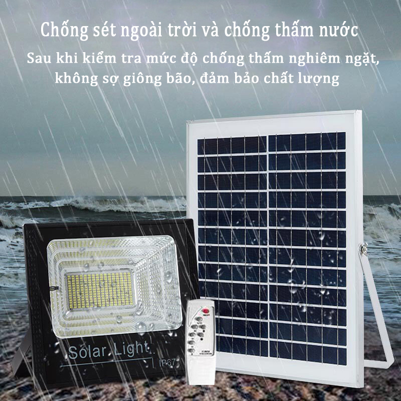 Đèn năng lượng mặt trời có điều khiển 500W 300W 200W 50W đèn pha led ngoài trời,Siêu sáng và không thấm nước IP67