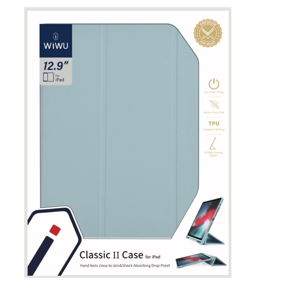 Bao da Wiwu Classic II Case GF-02 dành cho Ipad vỏ siêu mỏng, thiết kế gập ba, có khe để bút tích hợp - Hàng chính hãng